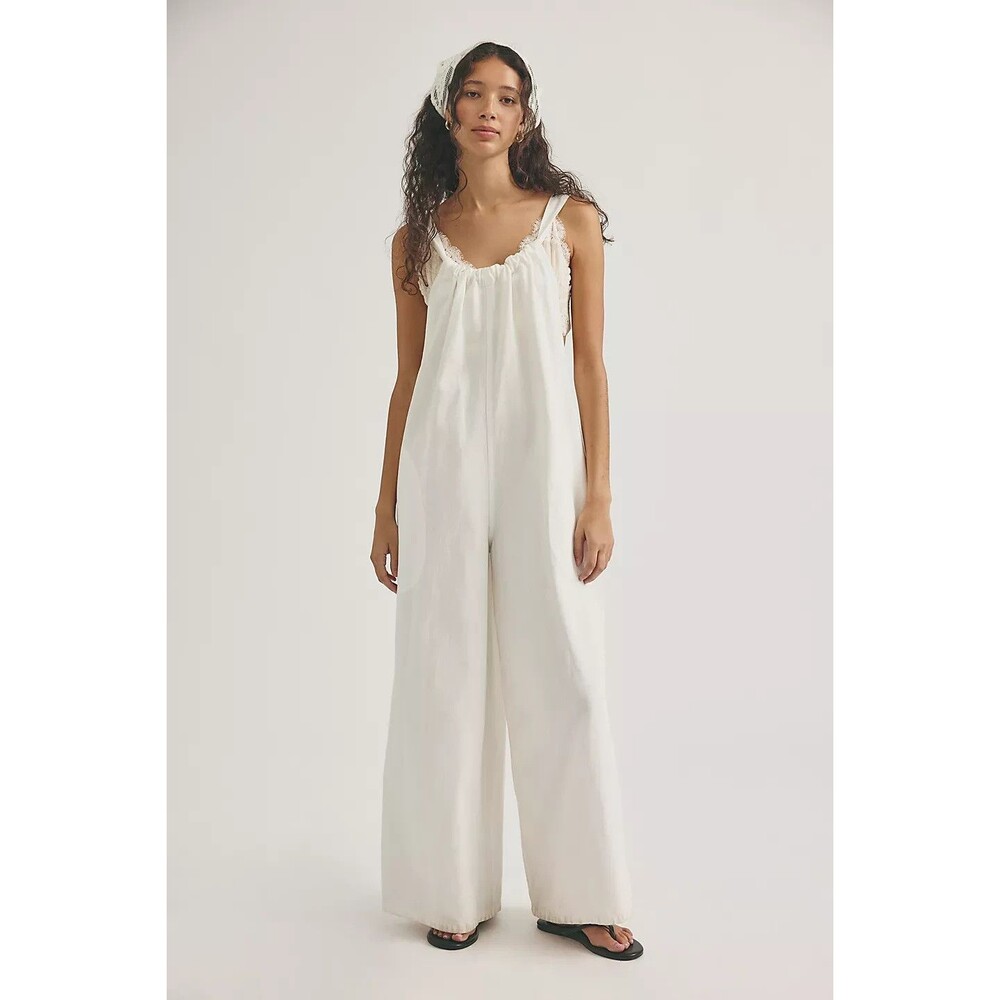 Free People We The Free Freebird Cord Jumpsuit Dress Wide Leg Cotton L 288909